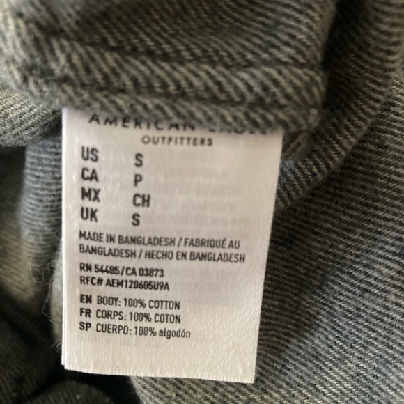 Nwt American Eagle Small button down shirt long sleeve 100% cotton gray - Picture 10 of 11